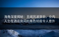 海角深度揭秘：丑闻风波背后，业内人士在酒店房间的角色彻底令人意外