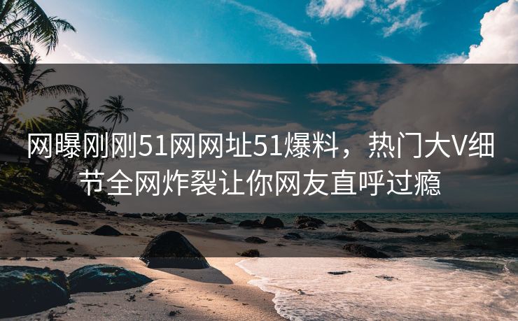 网曝刚刚51网网址51爆料，热门大V细节全网炸裂让你网友直呼过瘾