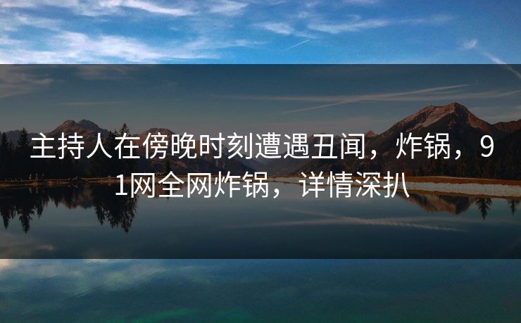 主持人在傍晚时刻遭遇丑闻，炸锅，91网全网炸锅，详情深扒
