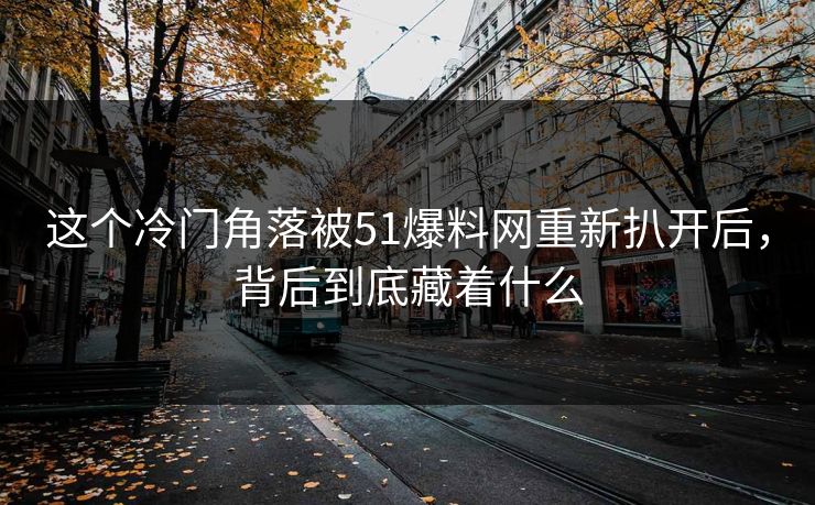 这个冷门角落被51爆料网重新扒开后,背后到底藏着什么 这个冷门角落被51爆料网重新扒开后,背后到底藏着什么