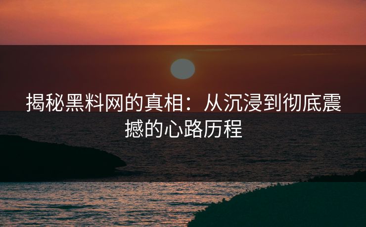 揭秘黑料网的真相：从沉浸到彻底震撼的心路历程